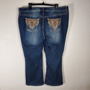APT 9 Womens 18WS Bootcut Jeans Blue Denim With Embellished Back Pockets